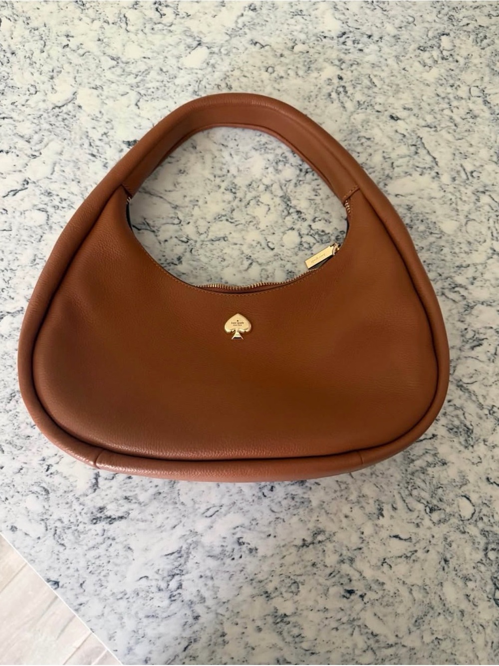 kate spade tan leather large Kayla crescent shoulder bag